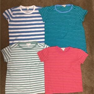 Crewcuts S 6 7 Girl Bundle 4 Striped Tee Shirts Heart pocket NEW